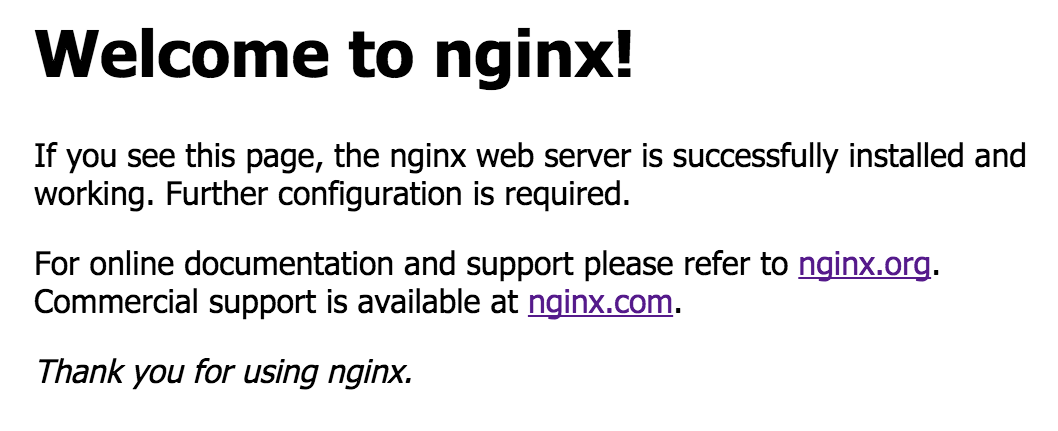 Welcome to NGINX screen