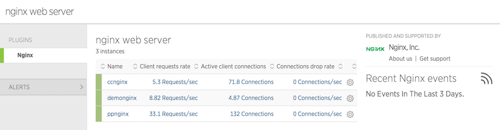 image of NGINX instance in New Relic instances list