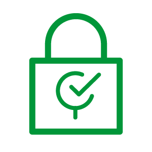 Secured lock with check mark icon