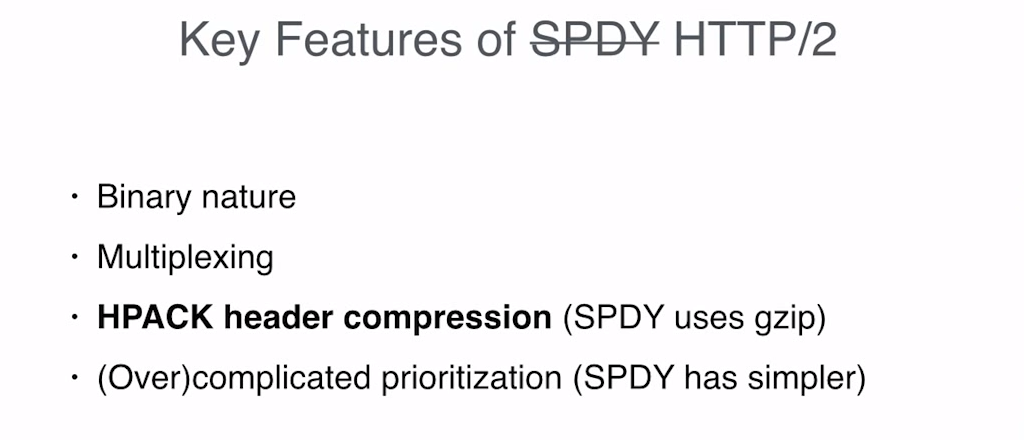 HTTP/2 uses the purpose-built HPACK algorithm for header compression