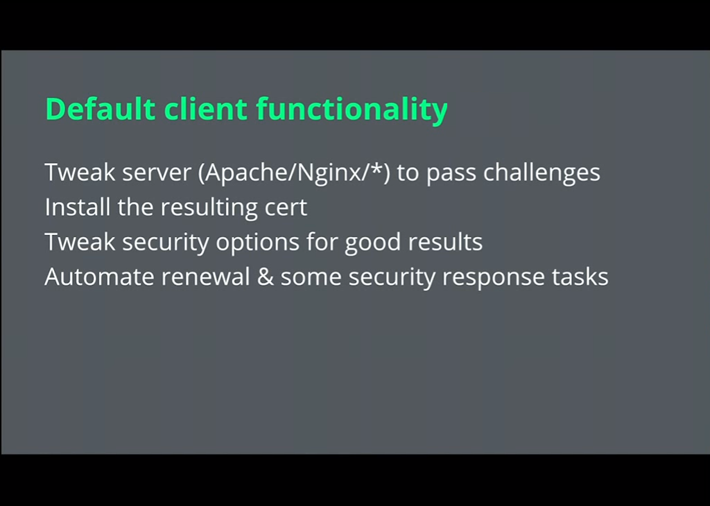 Let's Encrypt tweaks NGINX to pass challenges and automates the renewal of HTTPS for your website [presentation given by Yan Zhu and Peter Eckersley from the Electronic Frontier Foundation (EFF) at nginx.conf 2015]