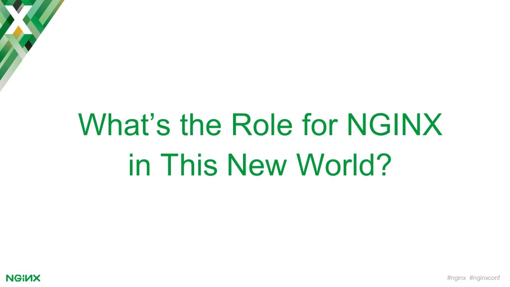 Section title slide reading 'What's the role for NGINX in this new world?'