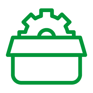 icon of a gear in an open box