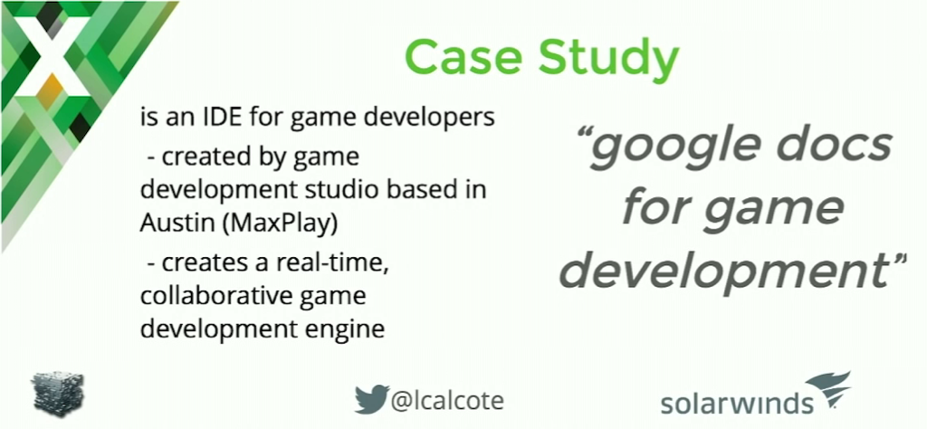 The case study for the discussion of NGINX and microservices is an Austin-based company that creates an engine for real-time collaboration on video game development