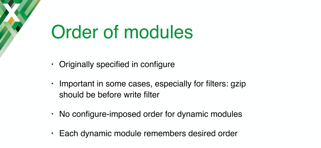 Implementing NGINX dynamic modules required adding code to use information recorded in a module to determine its place in the load order