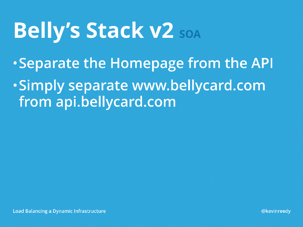 Version two of Belly's Stack separated bellycard.com from api.bellycard.com [presentation by Kevin Reedy Belly Card at nginx.conf 2014]