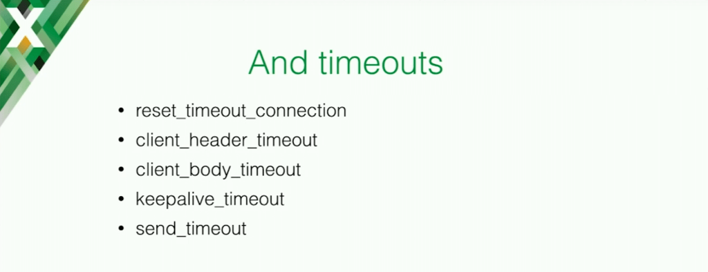 List of NGINX directives to limit timeouts for application security