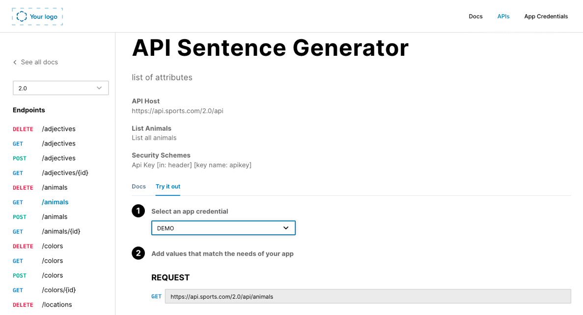 Screenshot of testing an API in a developer portal with the API Connectivity Manager API Explorer tool
